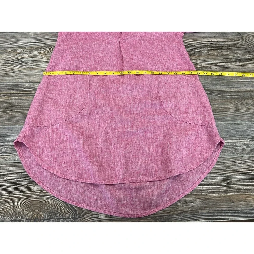 Forcynthia‎ Beachwear Linen Blend Cover Up Tunic Top Womens S Pink Beach Resort